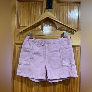 Girls Bonpoint Button Pink Cargo Utility Chino Shorts Size 12